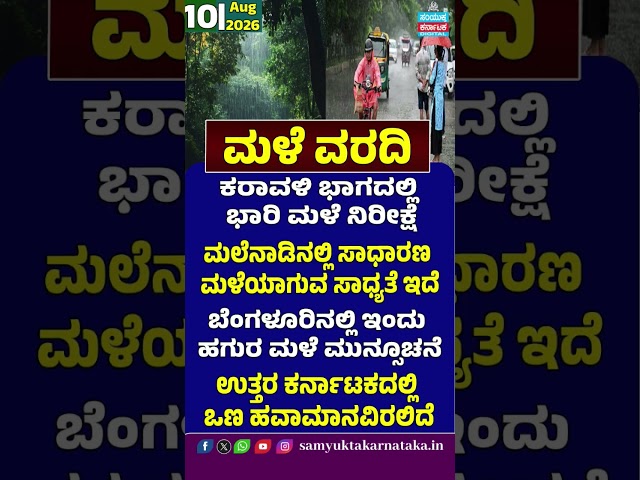 Karnataka Rain Alert Heavy Rain in Coastal Areas | Light Rain in Bengaluru | North Karnataka Dry |SK