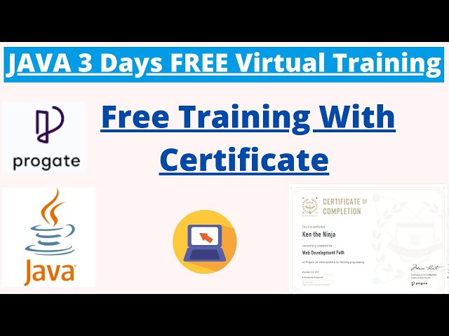 3 Days FREE Virtual Java Training Program with Free Certification. #Progate #Free #Java #Certificate