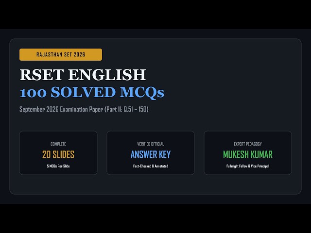 RSET English September 2026 Solved Paper (100 MCQs) | Complete Answer Key Masterclass