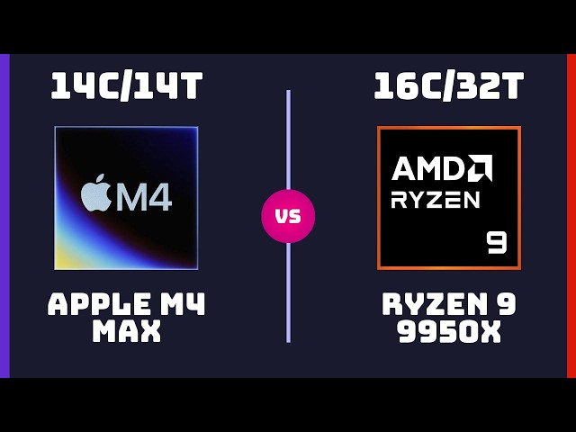 Apple M4 Max (14-Core) vs AMD Ryzen 9 9950X – CPU Comparison