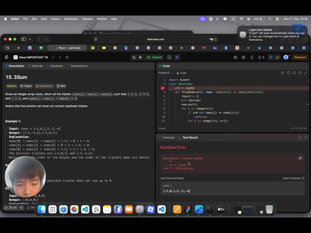 Three Sum Leetcode Problem Solution (Binary Search) for CAS Service