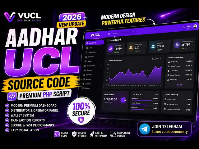 🔥 Latest Aadhar UCL Source Code 2026 | Premium PHP Script | Modern Dashboard | Full Demo | Buy Now