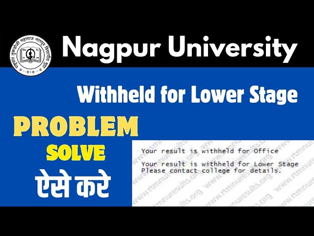 Your result is Withheld for Lower Stage | RTMNU Nagpur University | RTMNU updates | What is Withh...
