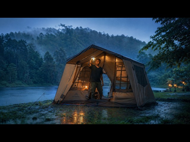 COZY ESCAPE! Luxury Camping in the Rain by the Lake - Relaxing Rain Sound