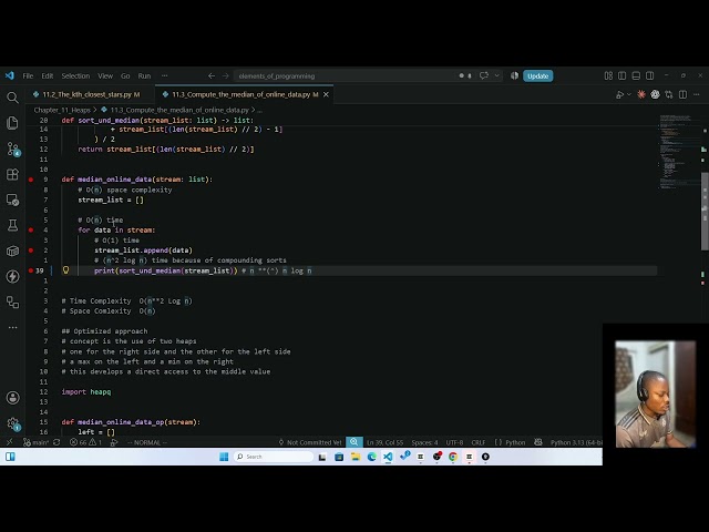 Why Running Median Brute Force Is O(n² log n) | EPI 11.3 Day 101