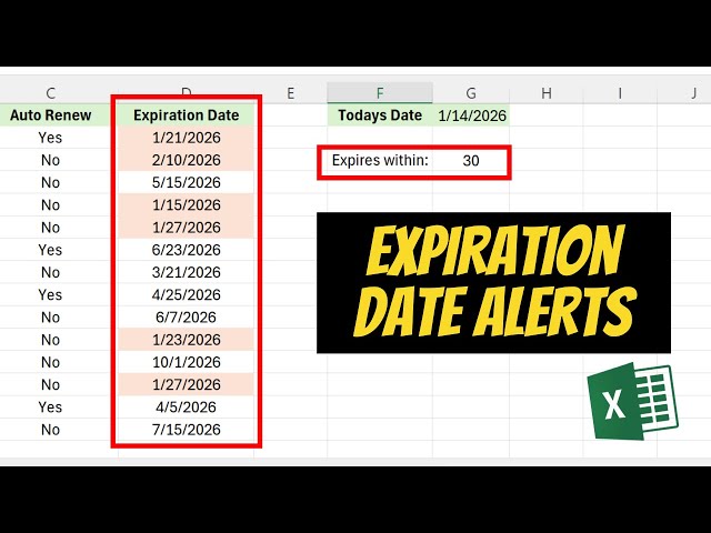 Automatically Highlight Expiration Dates in Excel | Conditional Formatting