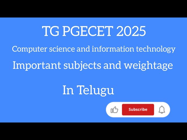 TG PGECET Computer science and information technology Syllabus and Important subjects