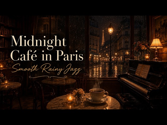 Midnight Jazz Café in Paris | Smooth Rainy Evening Jazz Ambience with Cozy Coffee Shop Vibes