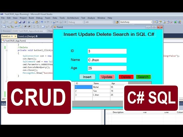 CRUD Operation in C# With SQL Database | Insert, Update, Delete, Search Using ConnectionString