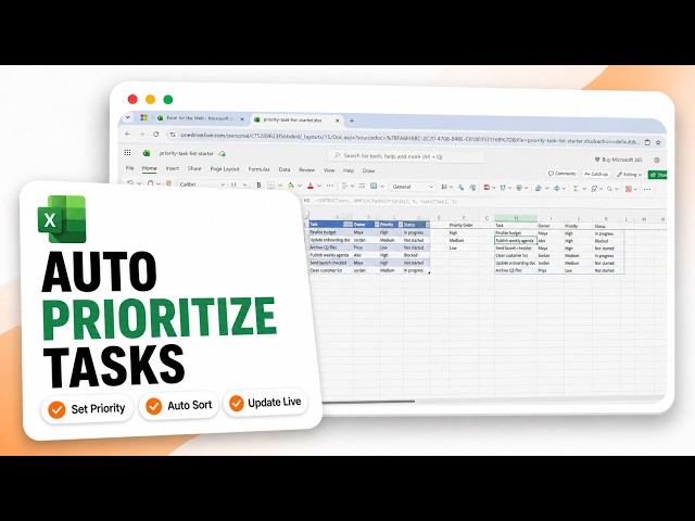 How to Auto Sort Priority List of Tasks in Excel (Priority Queue Ordering)