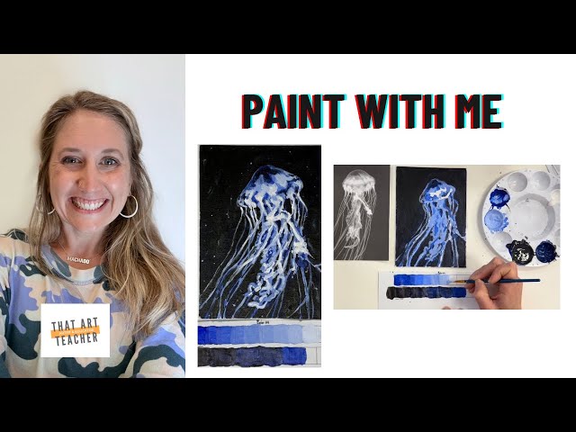 1 Hour Painting Session | Monochromatic Jellyfish Acrylic Painting + Art Talk