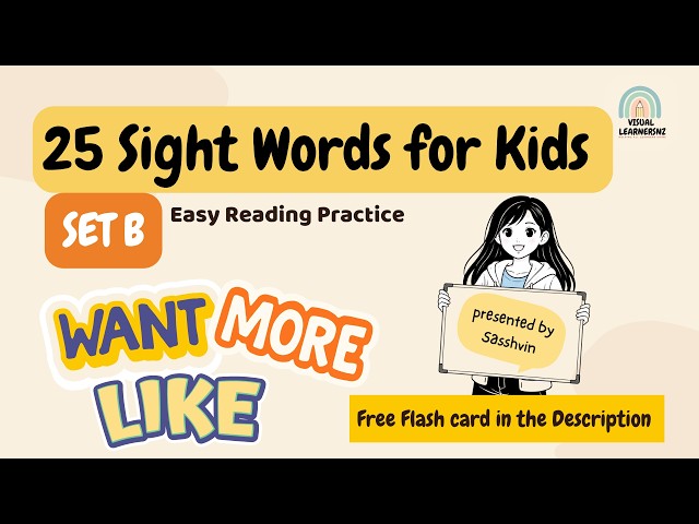 25 Sight Words for Kids – Set B  Easy Reading Practice  Visual Learners NZ