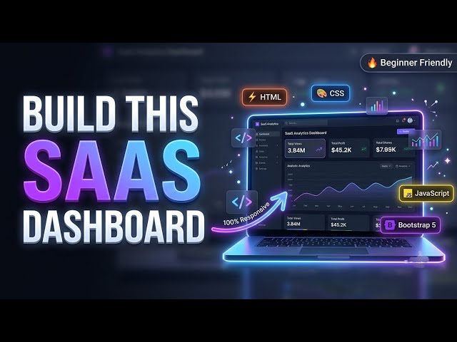 Responsive SaaS Analytics Dashboard UI | HTML CSS JavaScript & Bootstrap Tutorial