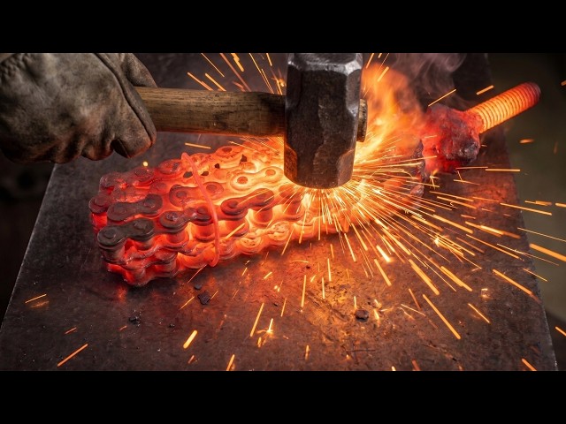 Forging a Knife from Scrap Chain! The Insane Skill of a Korean Blacksmith