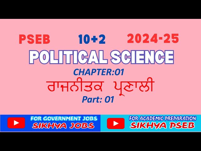 Political Science | Class 12  | Chapter 01  | Political System | PSEB | 2024-25
