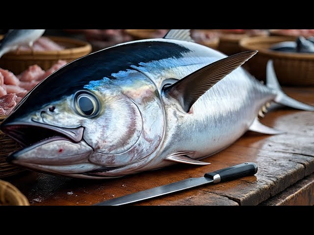 Everyday of My Life ❗🔥 Exploring Sorong Fish Market live broadcast of yellowfin tuna cutting