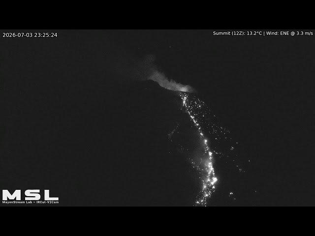 🔴 LIVE: Mayon Volcano Eruption, PH (SSW view) [RPi ircut-v2cam] 11:30 Jul-03-2026 (PST)