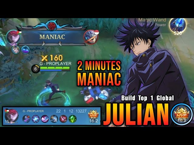2 Minutes MANIAC!! Julian Jujutsu Kaisen Skin Insane 22 Kills!! - Build Top 1 Global Julian ~ MLBB