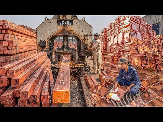 Amazing Process Of Making 99.9% Pure Copper Bar From Giant Copper Bilts | How Copper Bar is Made