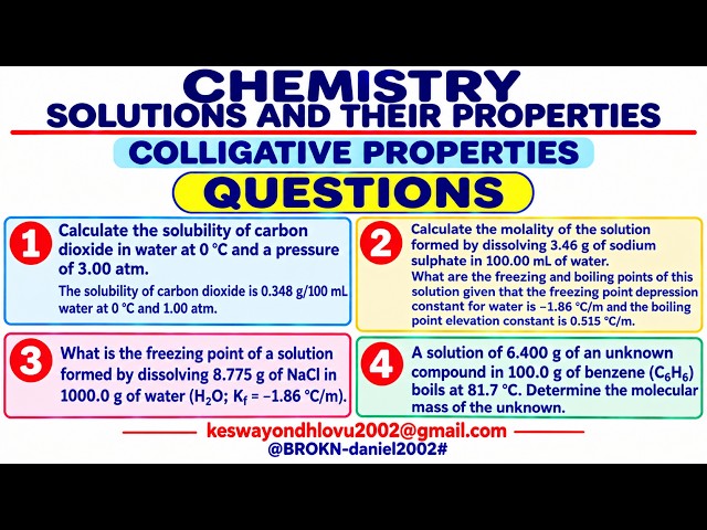 Colligative Properties Made Easy 🔥 | Solutions & Their Properties | 4 Chemistry Questions