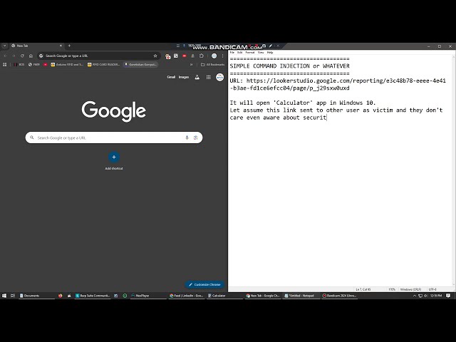 [Internal Command Injection] - Calculator opened through Javascript execution code in lookerStudio.
