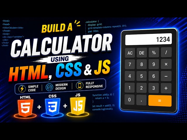 Build a Calculator Using HTML, CSS & JavaScript | Calculator Project #HTML #CSS #JavaScript
