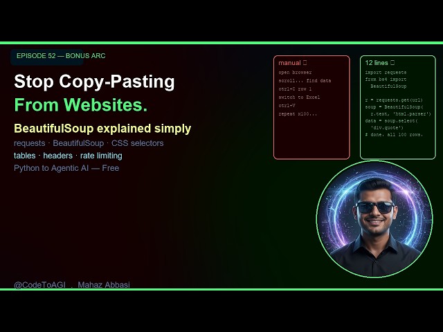 Stop Copy-Pasting Data! Python Web Scraping with BeautifulSoup | Ep 52