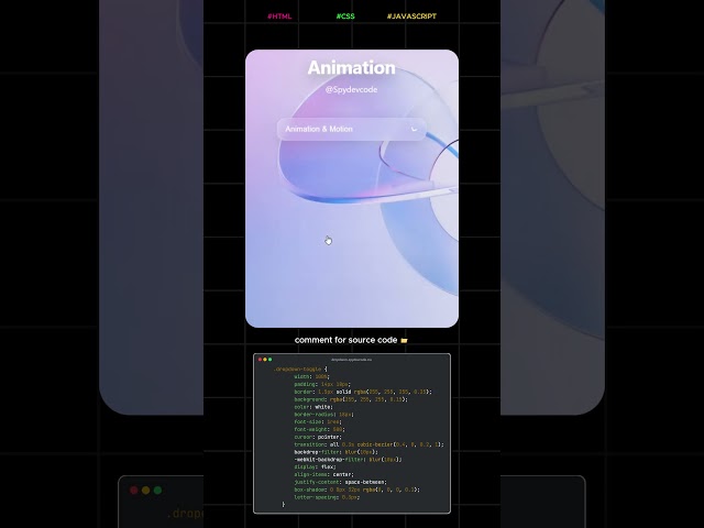 Glassmorphism Dropdown using html css and Javascript part 1 #shorts