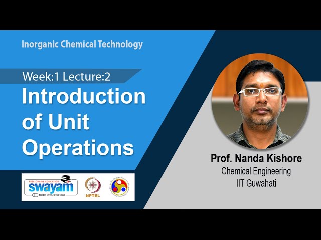 Lec 2: Introduction of Unit Operations