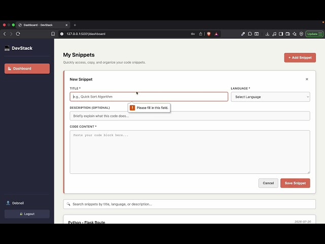 DevStack- reusable code snippets in one place 