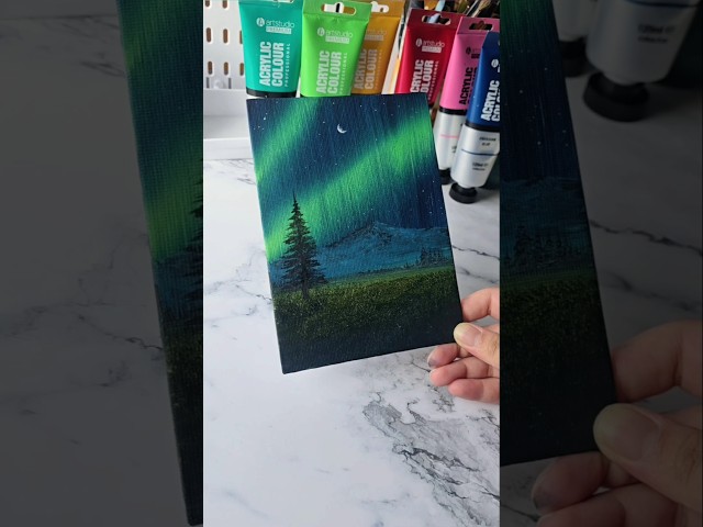 Easy way to paint the northern lights / acrylic painting ideas for beginners