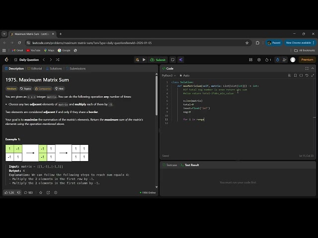 1975. Maximum Matrix Sum | Leetcode | Daily Question