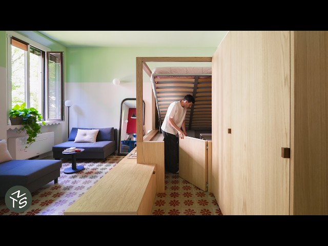 Multifunctional Hidden Bedroom Transforms Tiny Apartment, Milan 28sqm/301sqft