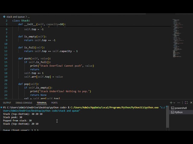 Implementation of stack and queue by using python