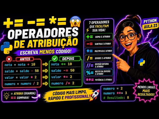 Aula 23 - Operadores de Atribuição (+=, -=, *=, /=, //=, %=, =)