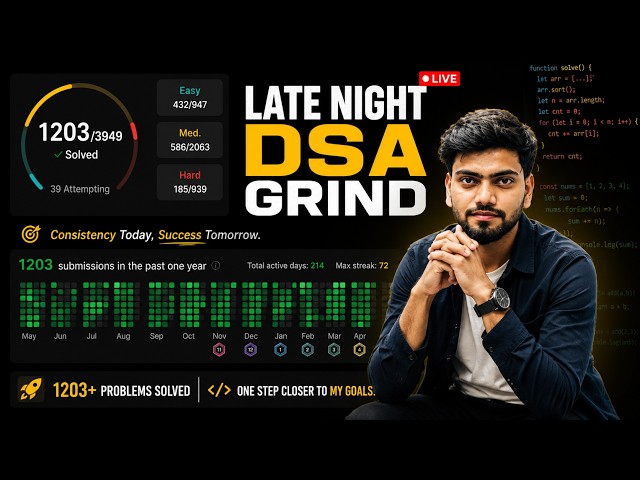Late Night DSA Grind | Solving LeetCode, GFG, and Interview Problems LIVE