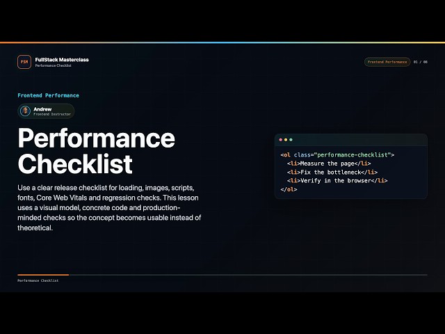 Performance Checklist Explained | FullStack Masterclass Frontend Performance Course
