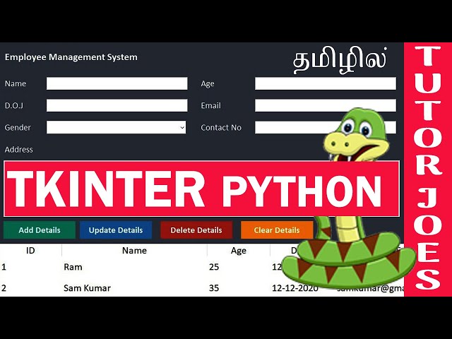 Employee Management System in Tkinter Python SQLite3 | Tkinter in Tamil | Python Tamil Tutorial