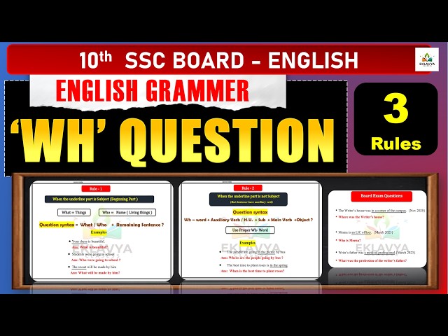 Frame WH-? Type Question📚 |English Grammar | Frame wh-Question |10th SSC | Simple Rules | With PYQ's