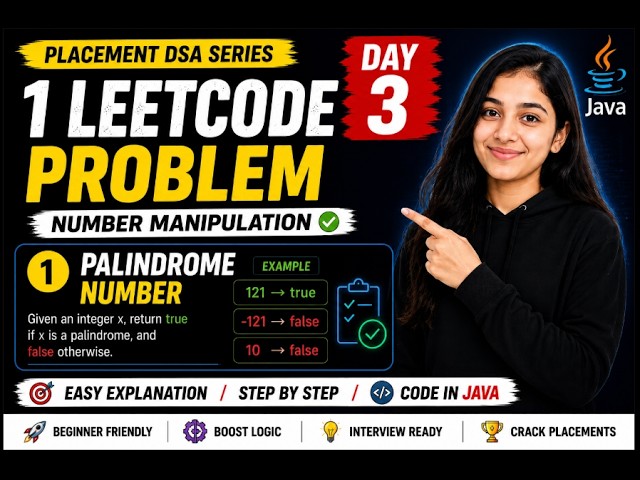 Leetcode 9 Palindrome Number | Java Solution | Learn DSA in Java