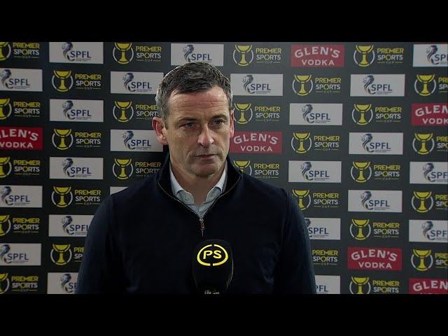 Jack Ross reacts to Hibs' win over Rangers in Premier Sports Cup semi final