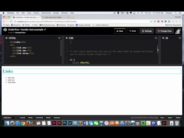 Web Essentials: border + underline example