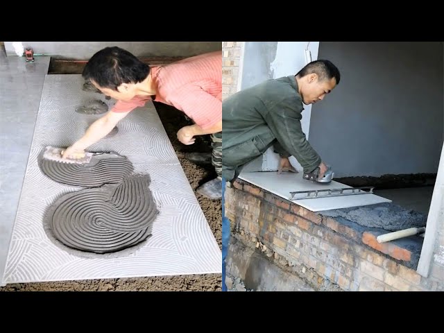 Young Man with great tiling skills -Great tiling skills -Great technique in construction PART 76.