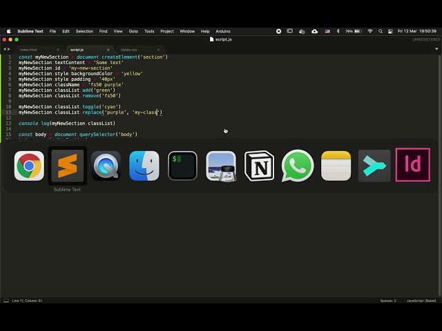 Web - DOM JS - classList: toggle, replace & contains