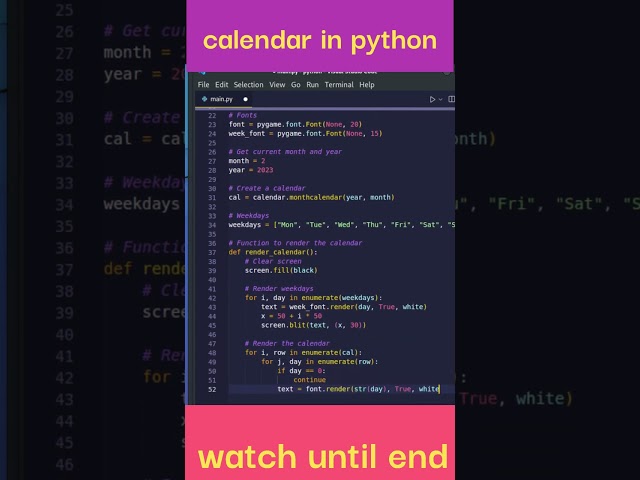 ⛤ Create  Calendar in Python  | 💖Python Shorts | Python turtle #shorts #subscribe #trending