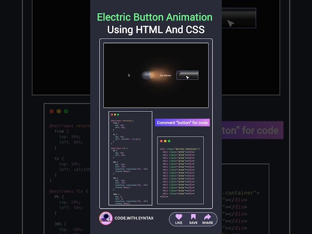 💀 Electric Button Animation ⚡Using HTML And CSS #js #htmlcss #programming #animation #linux