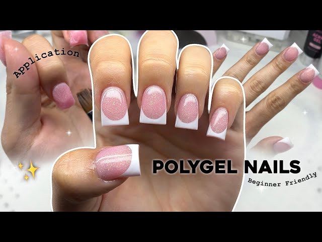EXTRA SHORT GLITTER POLYGEL NAILS✨ BEGINNER FRIENDLY NAIL ART & POLYGEL APPLICATION | Nail Tutorial