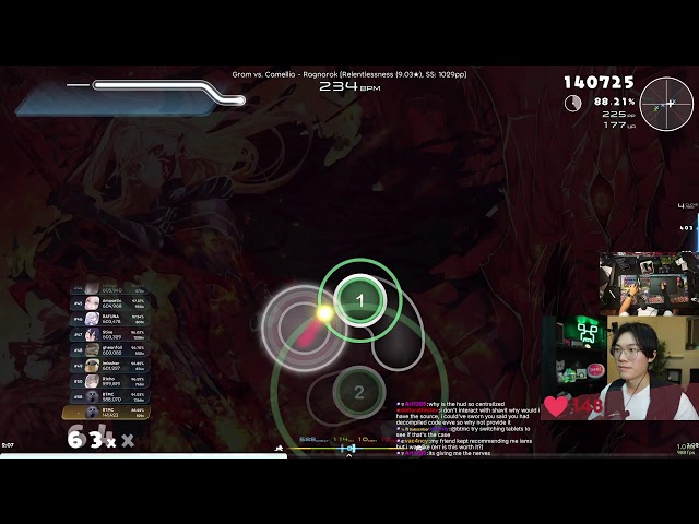 testing the new 1khz ptk firmware on the longest osu! beatmap with my newly fixed pc