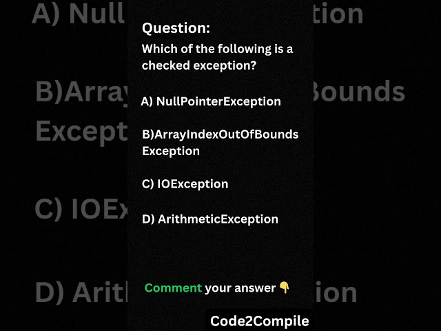 Java Quiz #20❓ Checked Exception in Java | Code2Compile