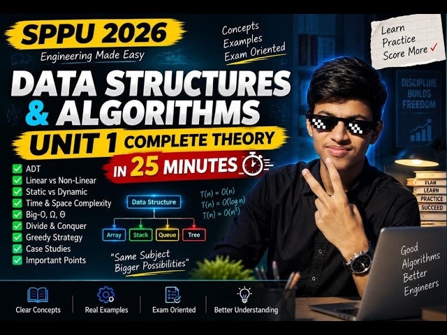 DSA Unit 1 COMPLETE in 25 Minutes 🔥 | SPPU 2026 | Data Structures & Algorithms
